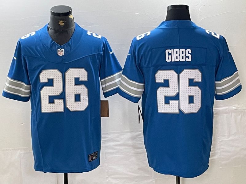 Men Detroit Lions #26 Gibbs Blue Three generations 2024 Nike Vapor F.U.S.E. Limited NFL Jersey->detroit lions->NFL Jersey